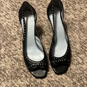 Elegant Black Heels with Peep-Toe and Cutout Details. Size 7 1/2